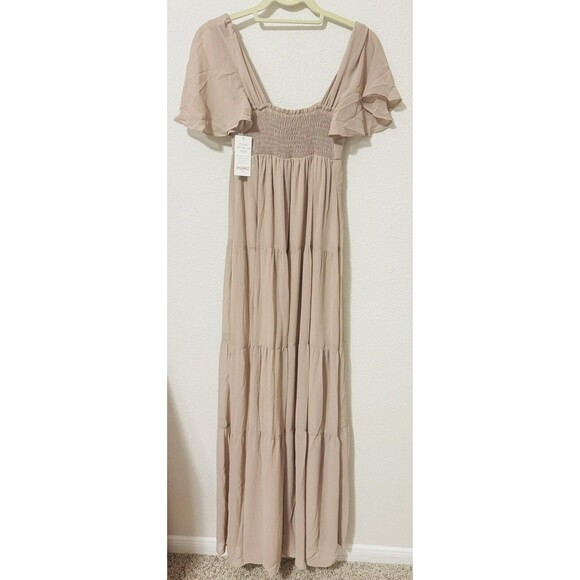 Show me Your Mumu Nicole Maxi Dress in Soft beige chiffon Size: Small NWT - Picture 6 of 9